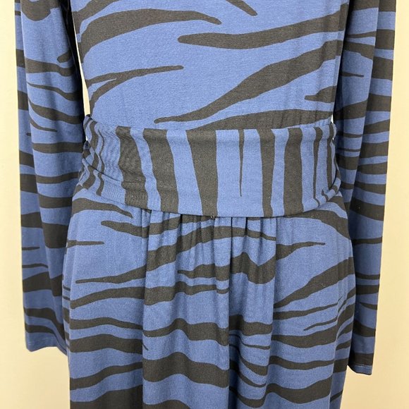 Boden Abigail Dress 6P Navy Blue Zebra Pattern Jersey Stretch Knit Long Sleeve - Picture 5 of 13